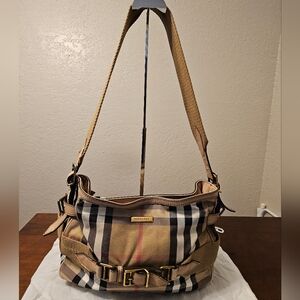 Burberry Beige and Black Check Shoulder Bag